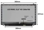 15,6" SIL LCD panel HD matný / Náhradní díl / 1366x768 / 30 PIN / úchyty nahoře a dole / LED (77046770)