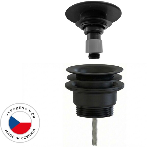 CERANO Umyvadlová výpusť - 5/4“ click-clack - univerzální - neuzavíratelná - plast - černá matná
