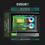 EVOLVEO Ursus, skříň mATX, 6x ARGB ventilátor 120mm, skleněná bočnice + přední panel, černá