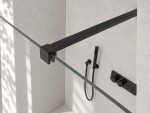 CERANO - Sprchová zástěna Walk-in Onyx Half Cube L/P - 8 mm - hranatá vzpěra - černá matná, transparentní sklo - 90x100 CER-978622