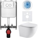 CERANO - Kompletní WC set Basic/Cesso - bílá matná - WC tlačítko Dualo/Bílá - pro zazdění - 49x36 CER-8050BD86241
