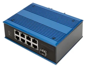 Digitus DN-651133 modrá / Switch / Průmyslový / 8x 10/100 PoE / 1x SFP / DIN lišta (DN-651133)