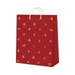 Dárková taška velká - Červená vánoční s ražbou (26 × 12,7 × 32,4 cm) - Albi