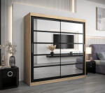 Šatní skříň Abi Ro2 Barva korpusu: Dub Sonoma, Rozměry: 250 cm, Dveře: Černá
