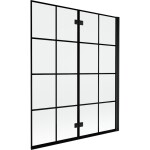 MEXEN - MIST vanová zástěna 140x150 cm 6mm 2-s, černá, dekor, pravá 8A9-140-002-70-77-P
