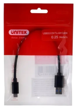 Unitek Y-C490BK černá / Kabel USB-C - USB-A / USB 3.1 Gen 1 / 0,25 m (Y-C490BK)