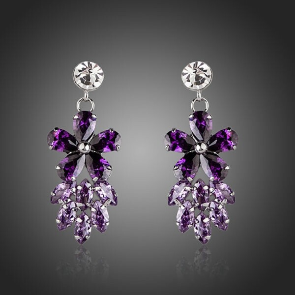 Náušnice Swarovski Elements Camile - květina, Fialová