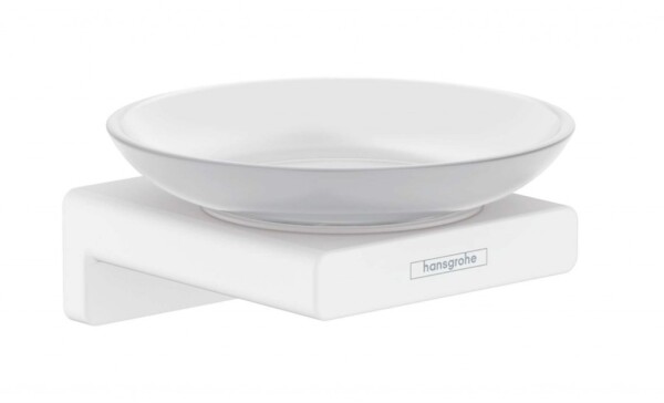 HANSGROHE - AddStoris Mýdlenka s držákem, matné sklo/bílá mat 41746700