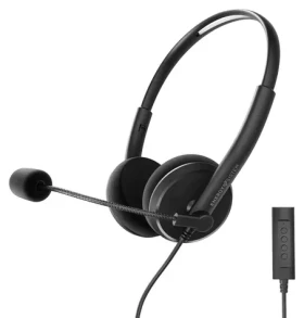 Energy Sistem Office 2+ černá / Sluchátka s mikrofonem / jack 3,5 mm + USB / hlavový most / 1,5 m (452026)