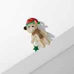 Vánoční brož se zirkony Christmas Teddy - vánoční medvídek, Zlatá