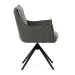 Židle jídelní, šedá látka, 360° vratný mechanismus, černý kov