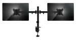 Equip černá / Stolní držák pro 2 monitory / 13-27" / VESA 75x75-100x100 / nosnost 2x8 kg / výškově nastavitelný (650152)