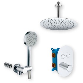 Mereo Sprchová sada s termostatickou podomítkovou tlačítkovou baterií - 2-cestná - oválný kryt CB60106TB4