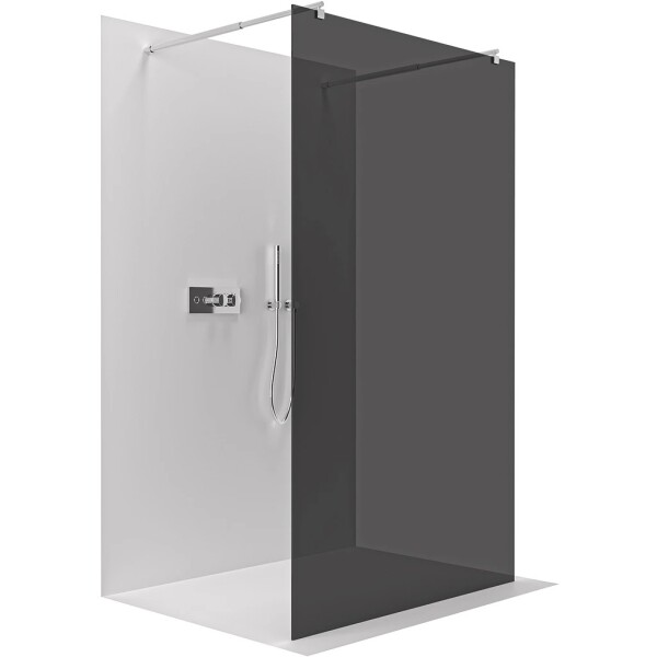 CERANO Sprchová zástěna Walk-in Onyx Duo L/P - 8 mm - kulatá vzpěra - chrom, grafitové sklo - 100x200 cm
