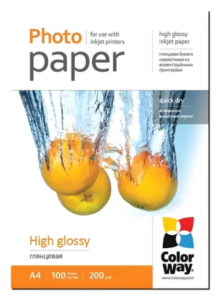 ColorWay / Fotopapír / Vysoce lesklý / A4 / 200 g/m2 / 100 listů (PG200100A4)