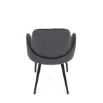 Židle jidelní, šedá látka, černá kovová noha