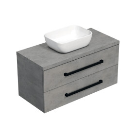 Koupelnová skříňka s černou úchytkou a krycí deskou SAT Cube Way 100x47,5x46 cm beton mat CUBE46C1003BESAT45 CUBE46C1003BESAT45