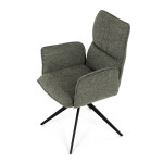 Židle jídelní, zelená látka, 360° vratný mechanismus, černý kov