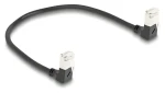 Delock černá / Síťový kabel RJ45 / Cat.6a S/FTP / Slim / oboustranně pravoúhlý / 0,25 m (80297)