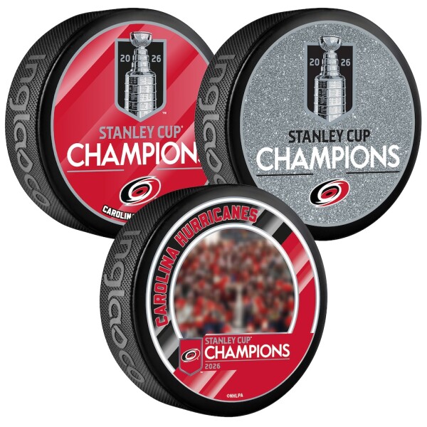 Inglasco Puk Carolina Hurricanes NHL 2026 Stanley Cup Champions 3-Puck Bundle