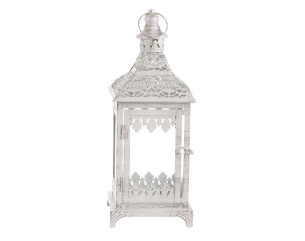 Kovová lucerna Cinti 39 cm, bílá antik