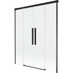 MEXEN/S - Rox vanová zástěna 2-křídlová posuvná 150 x 150, transparent, černá 8C9-150-002-70-00