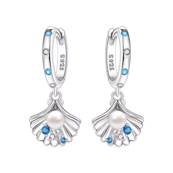 Stříbrné náušnice s motivem lastury - stříbro 925/1000, Stříbrná