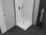 MEXEN/S - PRETORIA duo sprchový kout 90 x 90, transparent, zlatá + vanička včetně sifonu 852-090-090-50-02-4010G