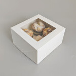 Cake star Bílá krabice s průhledným víkem na 4ks muffinů