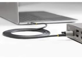 StarTech Kabel USB-C - USB-C se šroubovací pojistkou černá/šedá / Kabel / 10 Gbps / PD 20V / 0,5 m (USB31CCTLKV50CM)