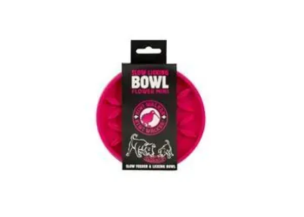 KIWI WALKER Lízací miska Flower Mini růžová / Proti hltání / průměr 14 cm (FDP-711)
