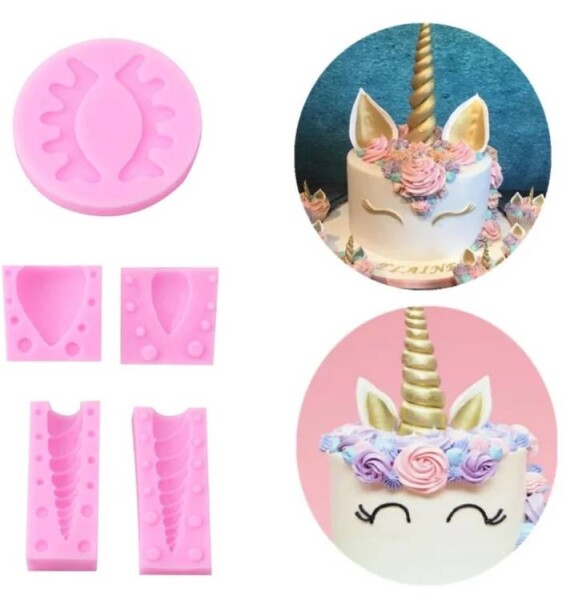 Dortisimo Silikonová forma Jednorožčí uši, řasy a roh 8,2 cm