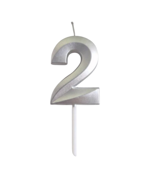 Dortisimo Svíčka s elegantním motivem číslo 2 stříbrná