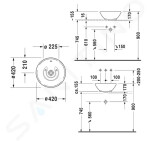 DURAVIT - Bacino Umyvadlo na desku, průměr 420 mm, s přepadem, bílá 0325420000