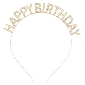 Dortisimo Nejedlá dekorace kovová Čelenka zlatá Happy Birthday