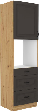 Vysoká skříňka pro vestavnou troubu Stilo 60 DPS-210 3S 1F - Premium Box Barva korpusu: Dub artisan, Barva dvířek: Grafit