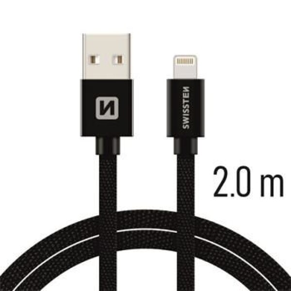 Swissten 71523301 USB 2.0 typ A na Lightning, USB 2.0, zástrčka A - zástrčka Lightning, opletený, 2m, černý