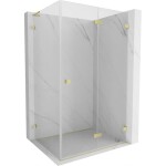 MEXEN/S - Lunar-F L sprchový kout skládací dveře pravá 85 x 80, transparent, zlato kartáčovaná 836L-085-080-55-00-P