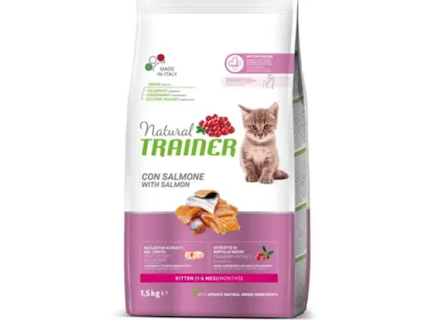 Natural Trainer Cat Kitten losos 1.5kg / Granule pro kočky / pro koťata od 1 do 6 měsíců (8059149039831)