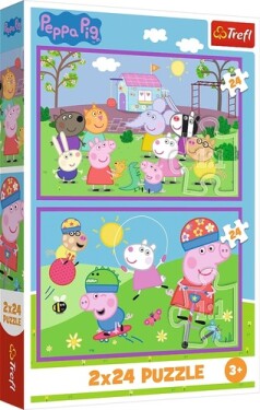 Puzzle Prasátko Peppa: Peppa na hřišti 2x24 dílků
