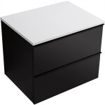 CERANO Koupelnová skříňka Velora - černá matná, úchytka černá + deska z lit. mramoru Elanys - 12 mm - bílá matná - 60x54,2x46,5 cm