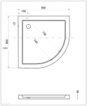 HOPA - Čtvrtkruhová sprchová vanička ARON - Rozměr A - 80 cm, Rozměr B - 80 cm OLBVANACARO80