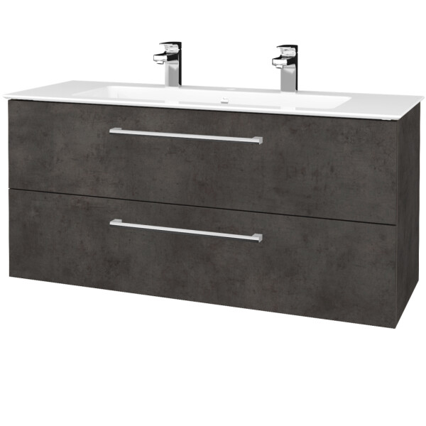 Dřevojas - Umyvadlová skříňka GIO SZZ2 120 - D16 Beton tmavý / Úchytka T03 / D16 Beton tmavý 406943C