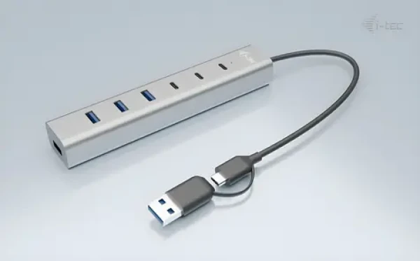 I-tec USB-C+USB-A Metal Charging HUB 7 Port / USB hub / USB 3.2 Gen 1 / 4x USB-A + 3x USB-C / nabíjení 7,5 W (CAHUBMETAL7)
