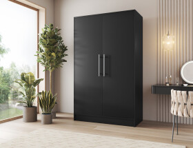Šatní skříň Alarica Barva korpusu: Černá, Dveře: Bez zrcadla