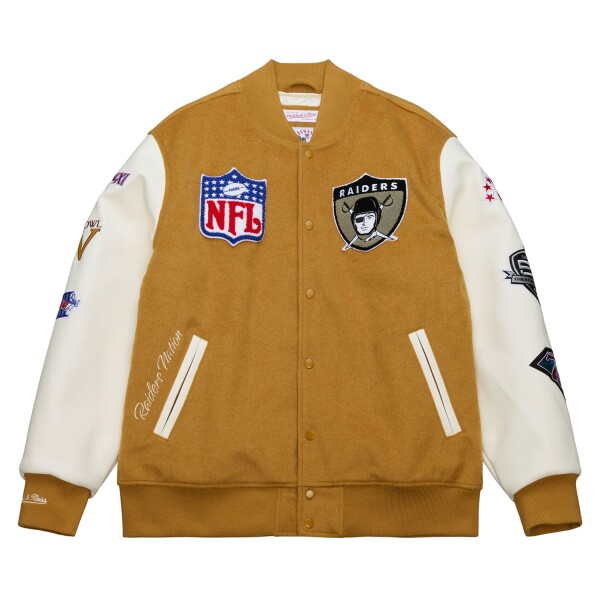 Mitchell & Ness Pánská bunda Oakland Raiders NFL Dusted Varsity Créme Velikost: M