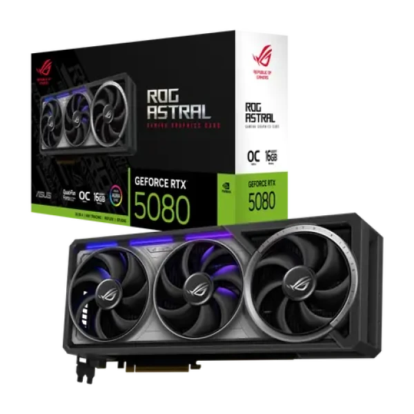 ASUS ROG Astral GeForce RTX 5080 16GB OC / 2407MHz / 16GB GDDR7 / 256-bit / 2x HDMI + 3x DP / 850W (16) (90YV0LV0-M0NA00)