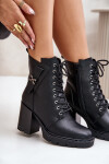 Zateplené boty na podpatku se zlatým detailem černé Ivarisse 40