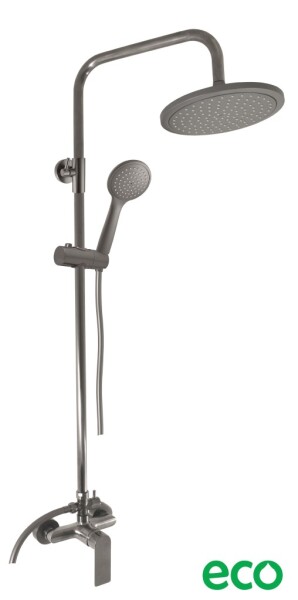 RAV Slezák - NIL - Sprchový systém s vodovodní baterií a teleskopickou tyčí, Metal Grey - kartáčovaná NL182.5/5-43MGK NL182.5/5-43MGK