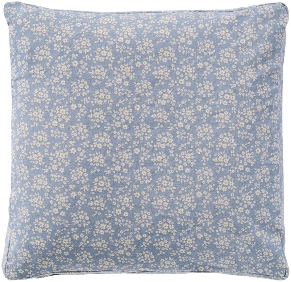 Ib Laursen Povlak na sedák Agathe Light Blue / flowers 45 x 45 cm, modrá barva, textil